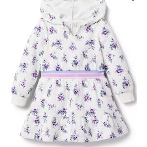 Janie and Jack Floral Hooded Dress Toddler Girls Size 5 White NEW Floral Ruffle‎